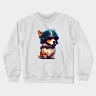 Funny military corgi in helmet Crewneck Sweatshirt